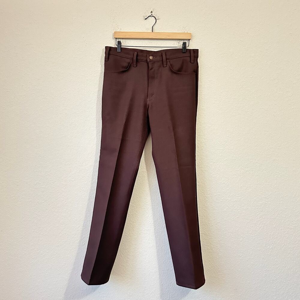 VTG LEVIS Sta-Prest Pants Mens Sz 35x32 Brunette Brown Straight Leg Business 90s